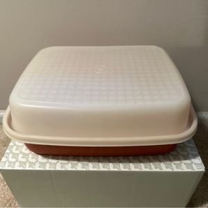 Vintage Tupperware Large Marinating Tenderizer Container 1294-8 Paprika w/ Lid
